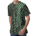 Green Snakeskin Print Men's Velvet T-Shirt