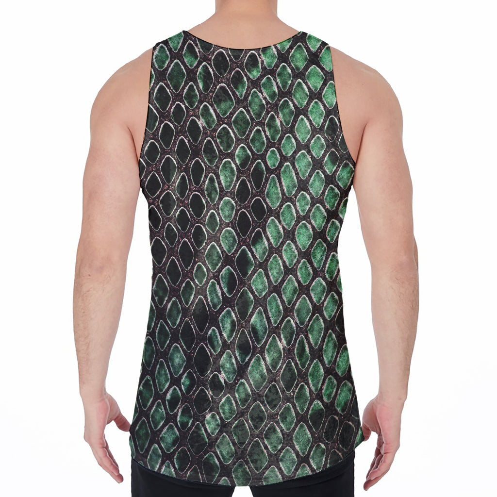 Green Snakeskin Print Men's Velvet Tank Top
