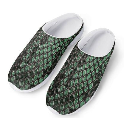 Green Snakeskin Print Mesh Casual Shoes