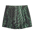 Green Snakeskin Print Mesh Shorts