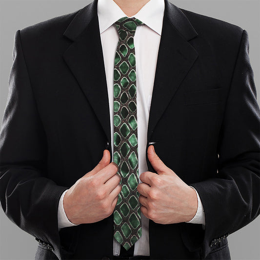 Green Snakeskin Print Necktie