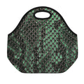 Green Snakeskin Print Neoprene Lunch Bag