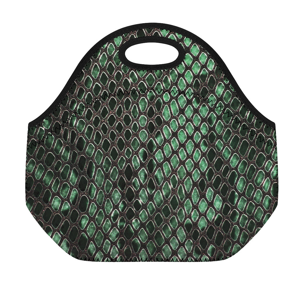 Green Snakeskin Print Neoprene Lunch Bag