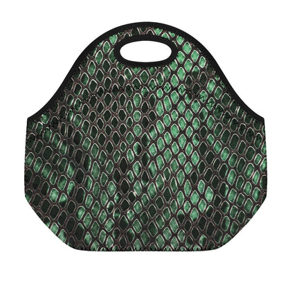 Green Snakeskin Print Neoprene Lunch Bag