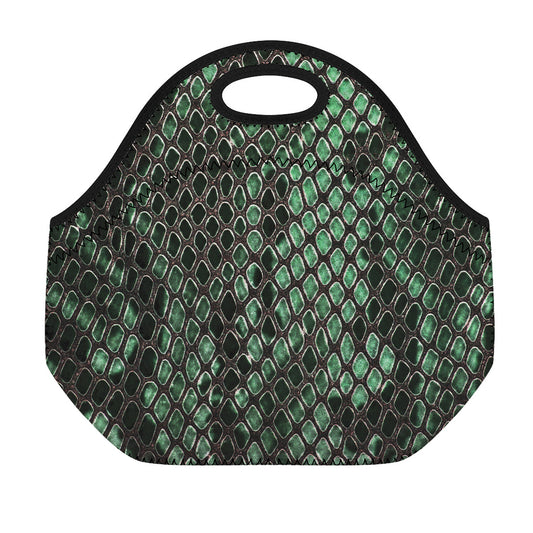 Green Snakeskin Print Neoprene Lunch Bag