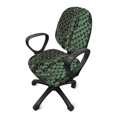 Green Snakeskin Print Office Chair Cover