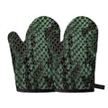 Green Snakeskin Print Oven Mitts