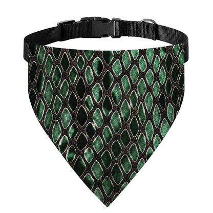 Green Snakeskin Print Over The Collar Dog Bandana