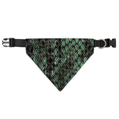Green Snakeskin Print Over The Collar Dog Bandana