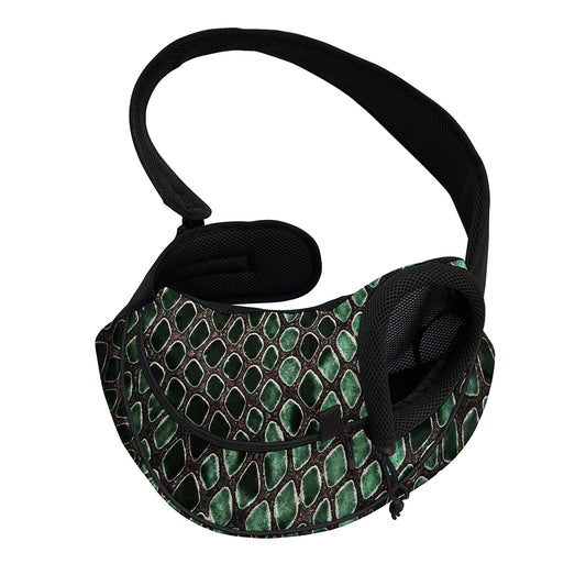 Green Snakeskin Print Pet Sling Carrier