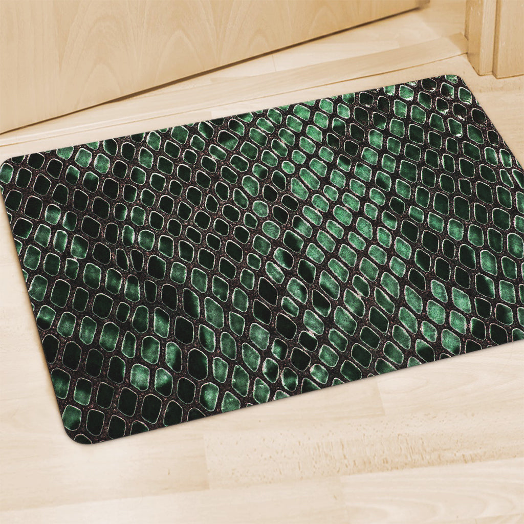 Green Snakeskin Print Polyester Doormat