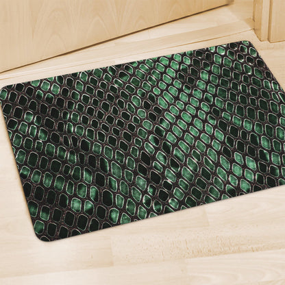 Green Snakeskin Print Polyester Doormat