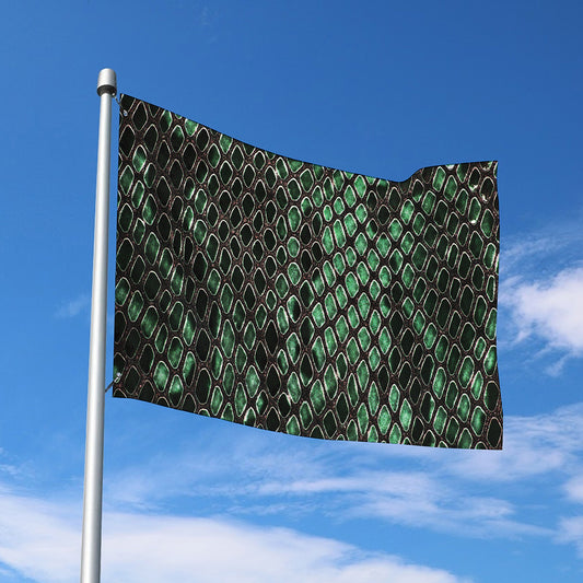 Green Snakeskin Print Polyester Flag