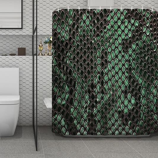Green Snakeskin Print Polyester Shower Curtain