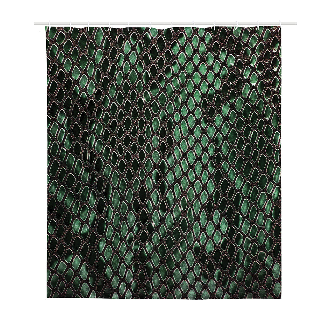 Green Snakeskin Print Polyester Shower Curtain
