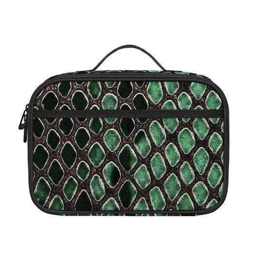 Green Snakeskin Print Portable Lunch Bag