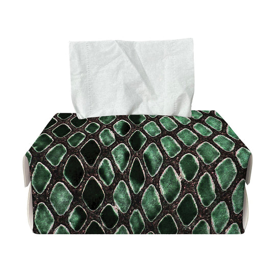 Green Snakeskin Print Rectangle Tissue Box Cover
