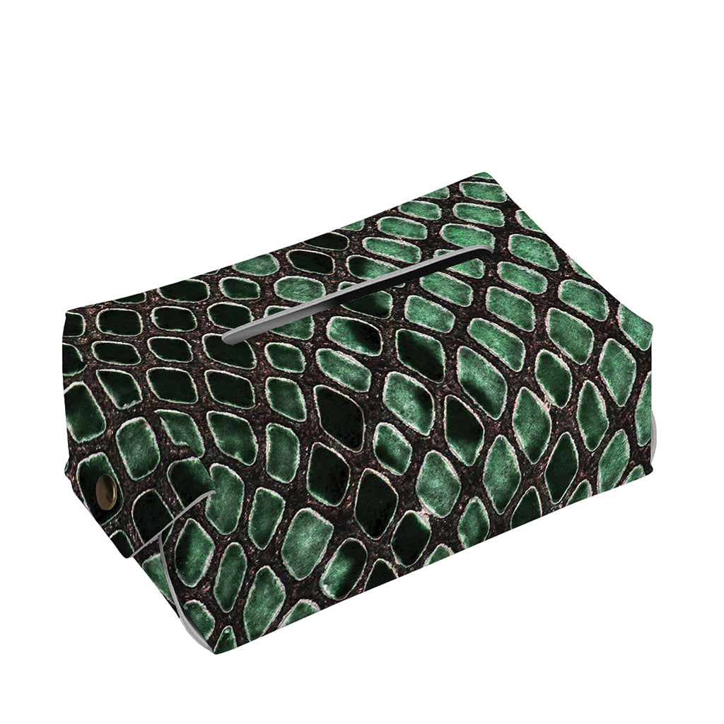 Green Snakeskin Print Rectangle Tissue Box Cover