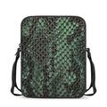 Green Snakeskin Print Rectangular Crossbody Bag
