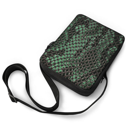 Green Snakeskin Print Rectangular Crossbody Bag