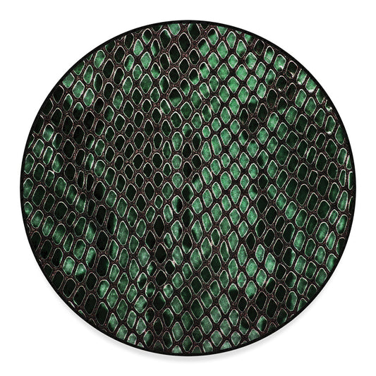 Green Snakeskin Print Round Floor Mat