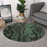 Green Snakeskin Print Round Rug