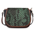 Green Snakeskin Print Saddle Bag