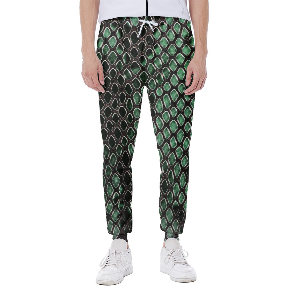 Green Snakeskin Print Scuba Joggers