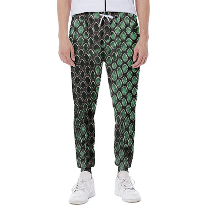 Green Snakeskin Print Scuba Joggers