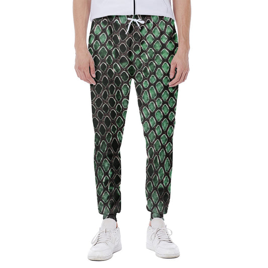 Green Snakeskin Print Scuba Joggers