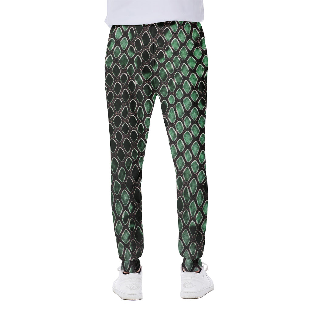 Green Snakeskin Print Scuba Joggers