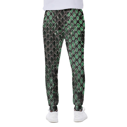 Green Snakeskin Print Scuba Joggers