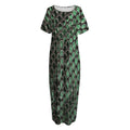 Green Snakeskin Print Short Sleeve Long Nightdress
