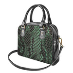 Green Snakeskin Print Shoulder Handbag