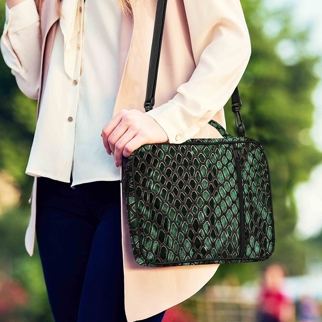 Green Snakeskin Print Shoulder Strap Bible Bag