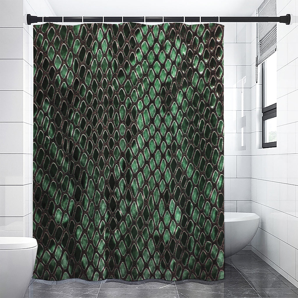 Green Snakeskin Print Shower Curtain