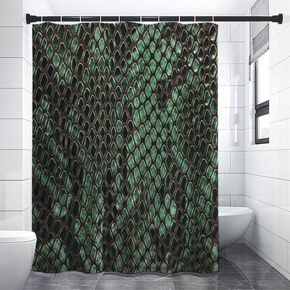 Green Snakeskin Print Shower Curtain