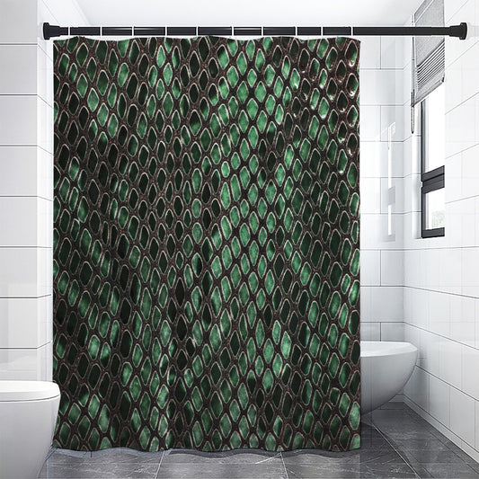 Green Snakeskin Print Shower Curtain
