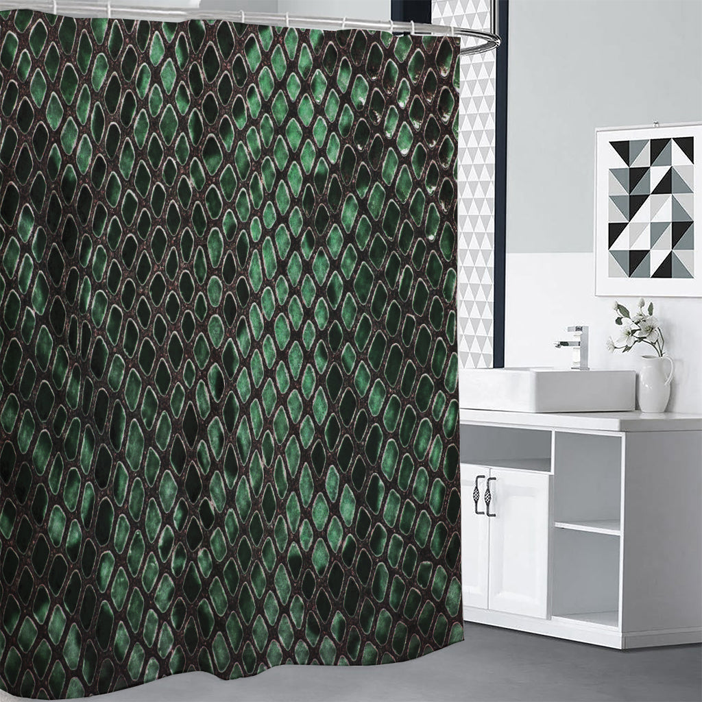 Green Snakeskin Print Shower Curtain