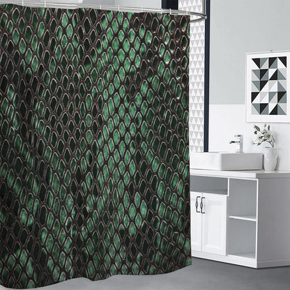 Green Snakeskin Print Shower Curtain