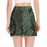 Green Snakeskin Print Side Slit Mini Skirt