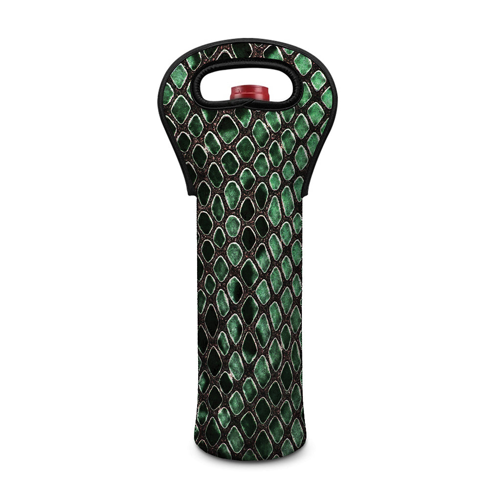 Green Snakeskin Print Single Neoprene Wine Tote