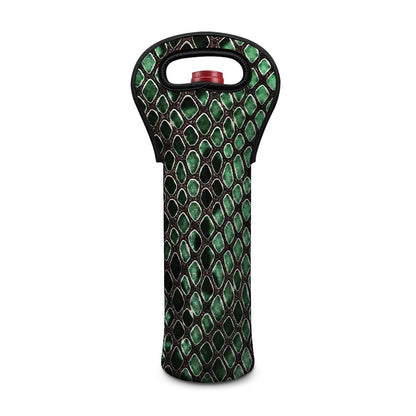 Green Snakeskin Print Single Neoprene Wine Tote