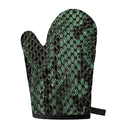 Green Snakeskin Print Single Oven Mitt