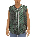 Green Snakeskin Print Sleeveless Baseball Jersey