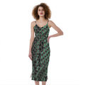 Green Snakeskin Print Slim Fit Midi Cami Dress