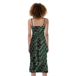 Green Snakeskin Print Slim Fit Midi Cami Dress