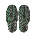 Green Snakeskin Print Slippers