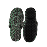 Green Snakeskin Print Slippers