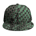 Green Snakeskin Print Snapback Cap